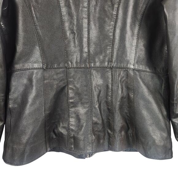 Guess Biker Bomber Moto Jacket Women’s SZ M Genuine Leather Rare Vintage Y2K - Picture 9 of 16